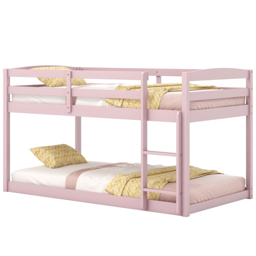 Sturdy Bunk Bed with High Protective Guardrails and Easy Ladder Access