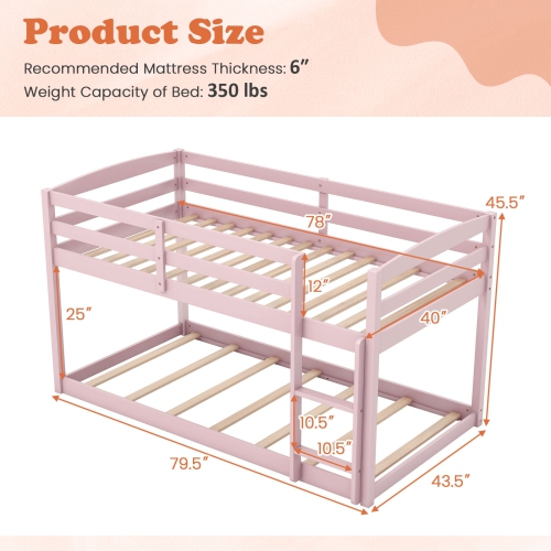 Sturdy Bunk Bed with High Protective Guardrails and Easy Ladder Access