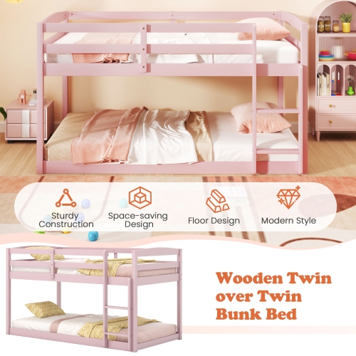 Sturdy Bunk Bed with High Protective Guardrails and Easy Ladder Access