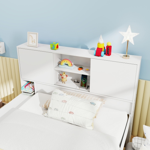 Space Saving Bed Frame with Trundle Bed and Convenient Power Outlets