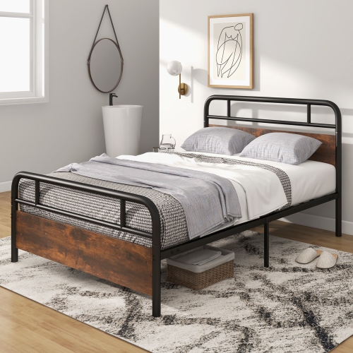 Bed Frame with Industrial-Inspired Headboard for Contemporary Rooms