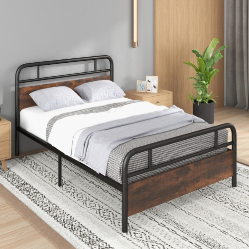Bed Frame with Industrial-Inspired Headboard for Contemporary Rooms