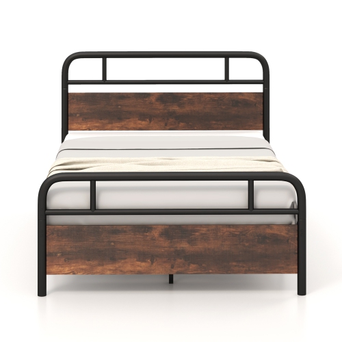 Bed Frame with Industrial-Inspired Headboard for Contemporary Rooms
