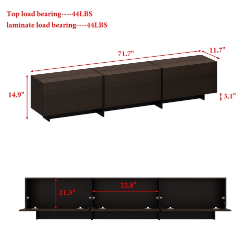 Meuble moderne pour téléviseur Famapy avec support intégré – Convient aux téléviseurs au-dessus du 70&nbsp;pouces, beaucoup d'espace de rangement et