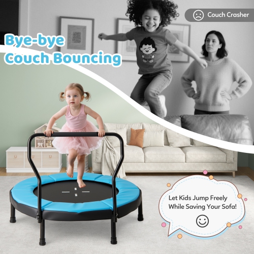 Gymax 40'' Trampoline for Kids Indoor/Outdoor Fitness Trampoline w/ Foam Handlebar