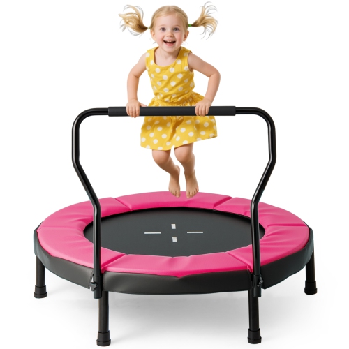Gymax 40'' Trampoline for Kids Indoor/Outdoor Fitness Trampoline w/ Foam Handlebar
