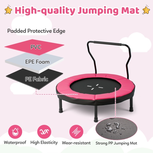 Gymax 40'' Trampoline for Kids Indoor/Outdoor Fitness Trampoline w/ Foam Handlebar