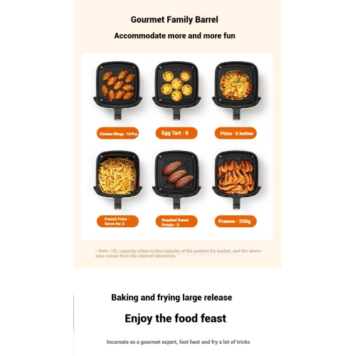 Air fryer without oil smoke household large capacity electronic intelligent visual no flip air fryer oil-free air fryer oven - black