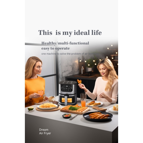 Air fryer household multifunctional visual stainless steel fryer automatic electric oven large capacity smart baking - 10L stainless steel visual