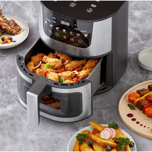 Air fryer household multifunctional visual stainless steel fryer automatic electric oven large capacity smart baking - 10L stainless steel visual