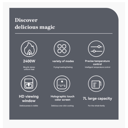 Air Fryer Household Multifunctional Visual Stainless Steel Fryer Automatic Electric Oven Large Capacity Smart Baking - Model D 8L