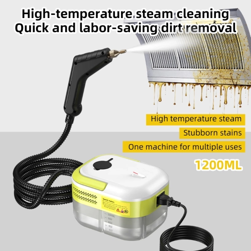 Portable handheld cleaner, high-temperature steam cleaner, 15-second fast heating, suitable for air conditioners, range hoods, stoves - yellow-white