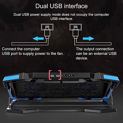 Laptop cooling base, gaming laptop cooling pad, no dead angle cooling, laptop stand, multi-position adjustment, with 5 fans Red