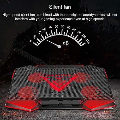Laptop cooling base, gaming laptop cooling pad, no dead angle cooling, laptop stand, multi-position adjustment, with 5 fans Red