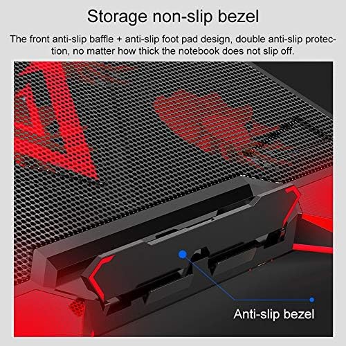 Laptop cooling base, gaming laptop cooling pad, no dead angle cooling, laptop stand, multi-position adjustment, with 5 fans Red