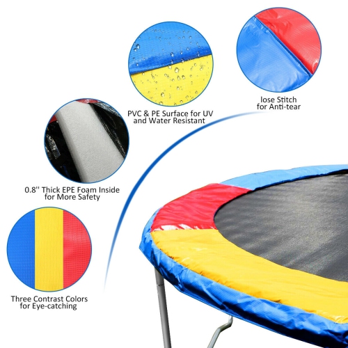 Gymax Trampoline Safety Pad Spring Round Frame Pad Cover Replacement Multi Color
