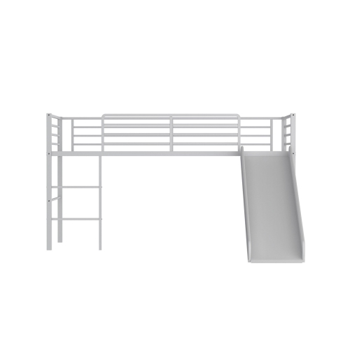 Metal Bunk Loft Bed with Slide, Ladder, and Safety Guard Rails for Children