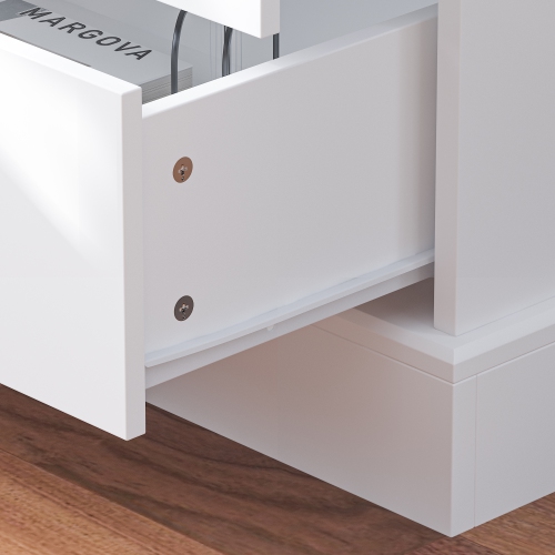 Famapy Modern White Bookcase with Glass Doors, Adjustable Shelves – Stylish Storage and Display Cabinet for Living Room, Office, or Kitchen,,White