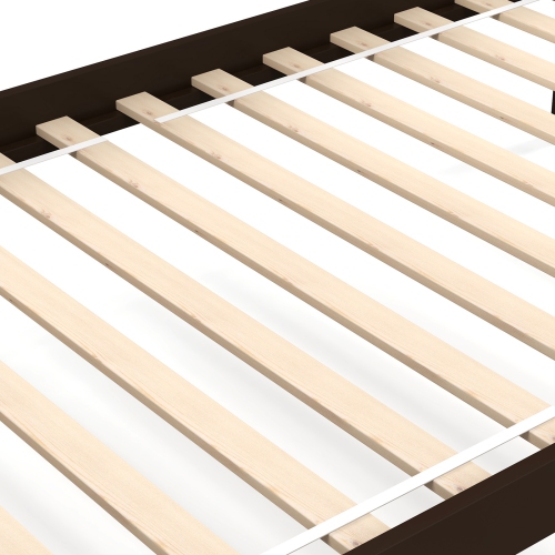 Durable Wooden Bunk Bed Frame with Guardrails and Attached Ladder