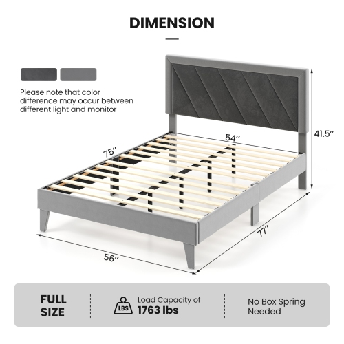 Platform Bed Frame with Tall Headboard and Durable Wooden Slats