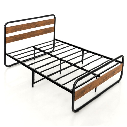 Modern Arc Platform Bed Frame with Headboard and Foot board