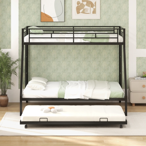 Space-Saving Bunk Bed with Trundle Bed for Extra Sleeping Space