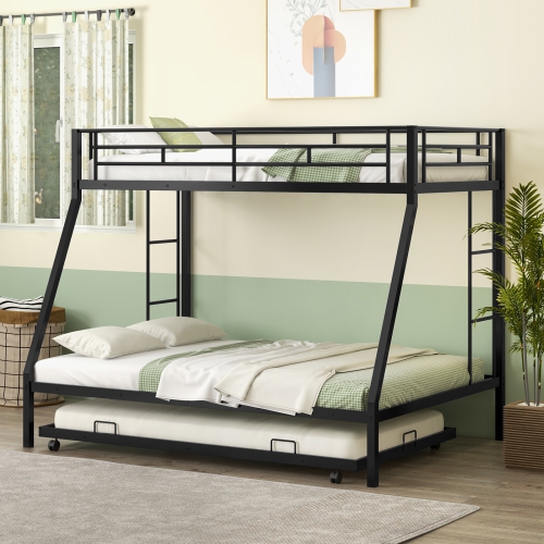 Space-Saving Bunk Bed with Trundle Bed for Extra Sleeping Space