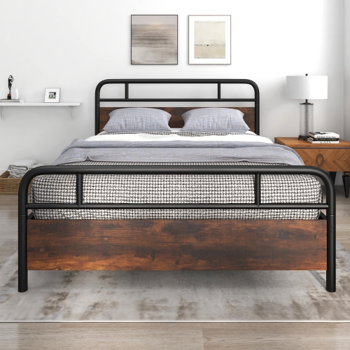 Bed Frame with Industrial-Inspired Headboard for Contemporary Rooms