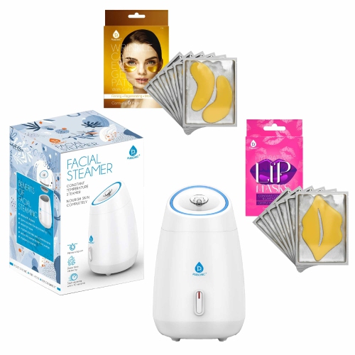 PURSONIC  Deluxe Facial Steamer With 6 Soothing Eye Masks & 6 Nourishing Lip Masks