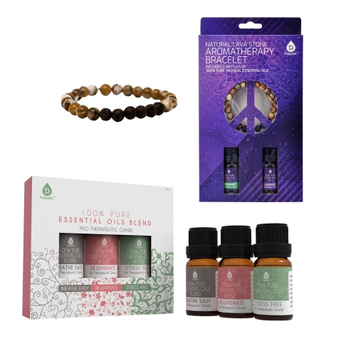 PURSONIC  Aromatherapy Bliss Bundle: Lava Stone Bracelet & Premium Essential Oils In Multicolor