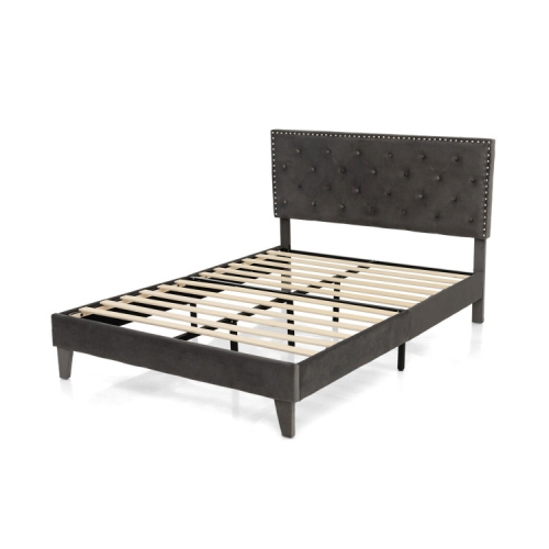 Upholstered Platform Bed with Tufted Headboard for Modern Bedroom Style