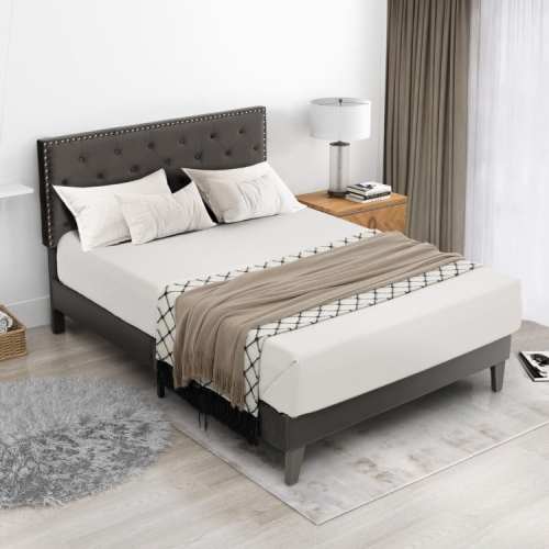 Upholstered Platform Bed with Tufted Headboard for Modern Bedroom Style
