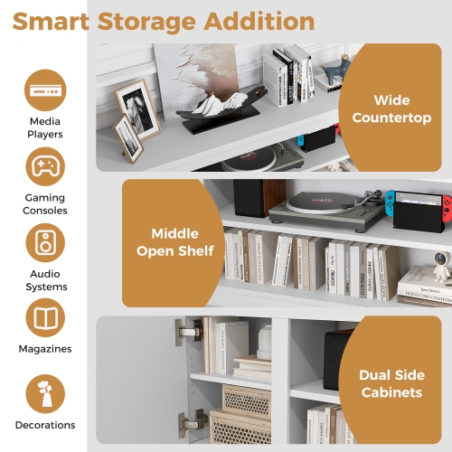 Meuble-foyer pour téléviseur jusqu'à 80&nbsp;po avec 3 tablettes réglables