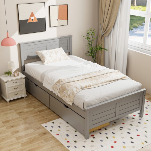 Bed Frame with Built-In Storage Drawers for Bedroom Organization