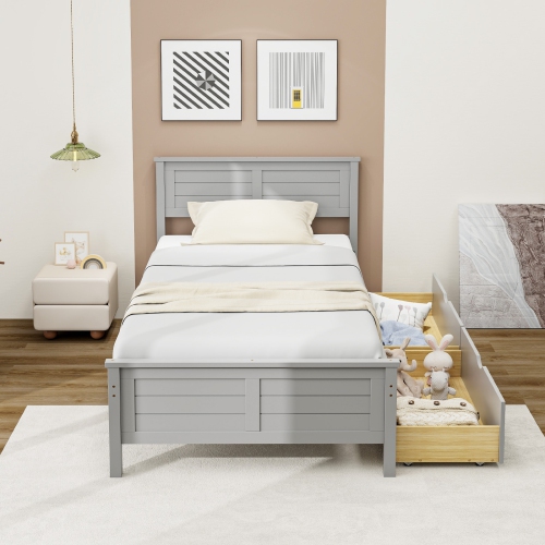 Bed Frame with Built-In Storage Drawers for Bedroom Organization