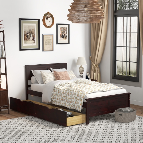 Bed Frame with Built-In Storage Drawers for Bedroom Organization