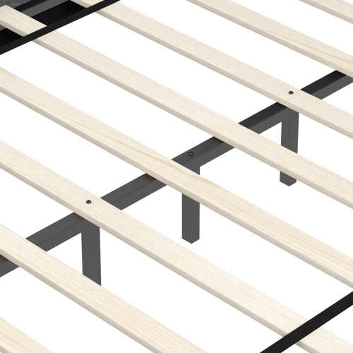 Lit plateforme robuste avec cadre recouvert et tête de lit capitonnée