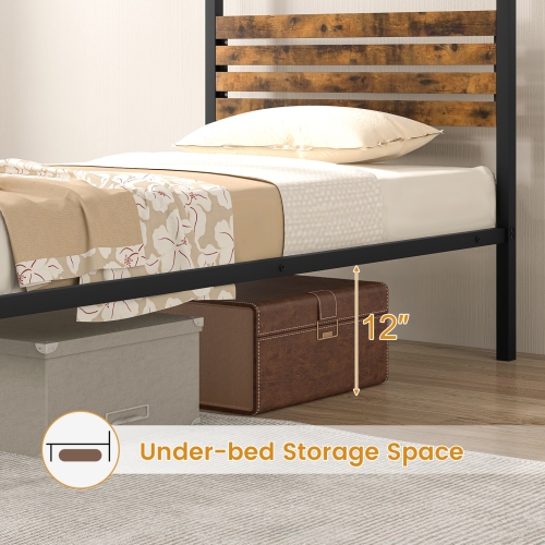 Stylish Canopy Bed Frame with Strong Support and Under Bed Storage