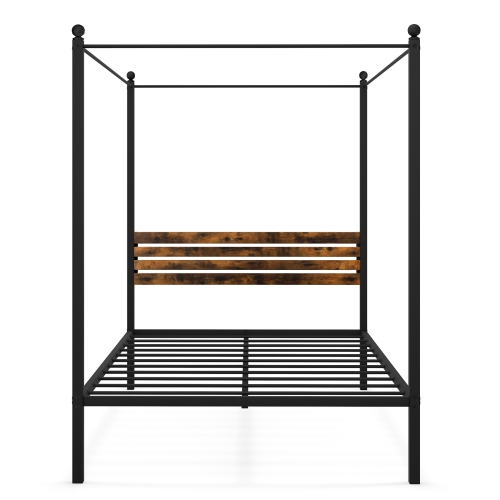 Stylish Canopy Bed Frame with Strong Support and Under Bed Storage