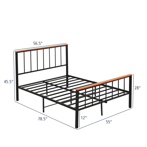 Wooden Bed Frame with Headboard and Foot board for Modern Bedrooms