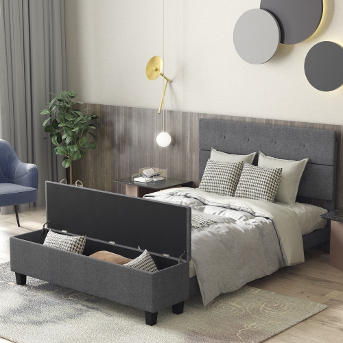 Storage Ottoman Bed Frame with Upholstered Design for Extra Space