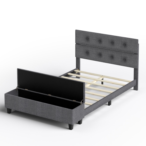 Storage Ottoman Bed Frame with Upholstered Design for Extra Space
