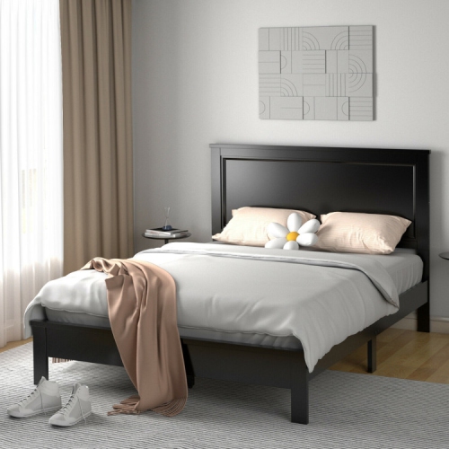 Platform Bed Frame with Slats and Tall Headboard for Style & Comfort