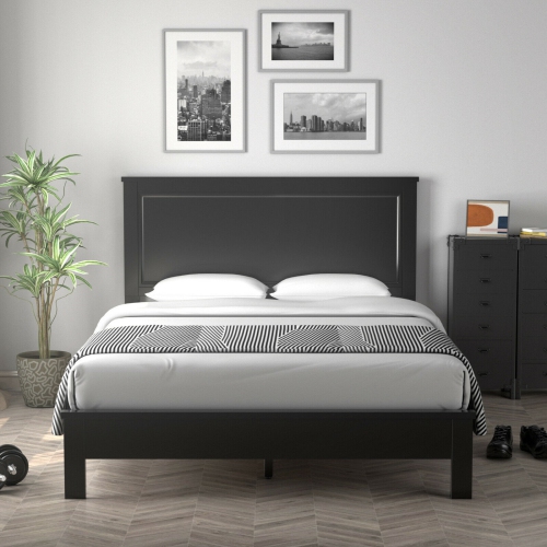 Platform Bed Frame with Slats and Tall Headboard for Style & Comfort