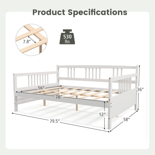Modern Wooden Daybed Frame with Guardrail for Extra Support and Safety