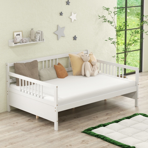 Modern Wooden Daybed Frame with Guardrail for Extra Support and Safety