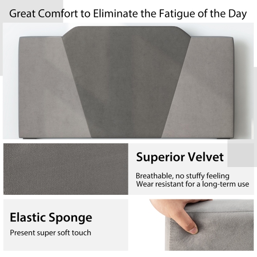 Elegant Velvet Upholstered Bed Frame with Tall Padded Headboard