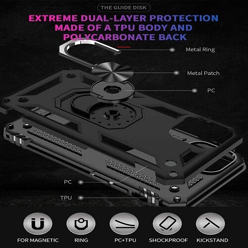 Tasnim for iPhone 11 Pro Max Case, iPhone 11 Pro Max Phone Case with HD Screen Protector, Military Grade Protective Cases with Ring for iPhone 11 Pro