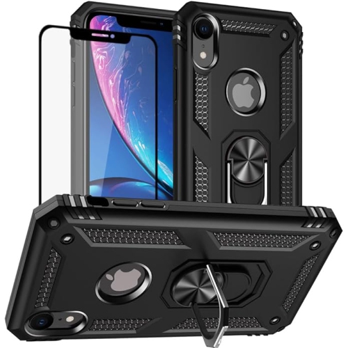 Tasnim for iPhone XR Case, for iPhone XR Phone Case with Screen Protector, Military Grade Protective Cases with Ring for iPhone XR