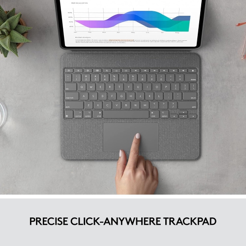 Logitech Combo Touch iPad Pro 12.9-inch Keyboard Case - Detachable Backlit Keyboard with Kickstand, Click-Anywhere Trackpad - Oxford Gray (920-010097)